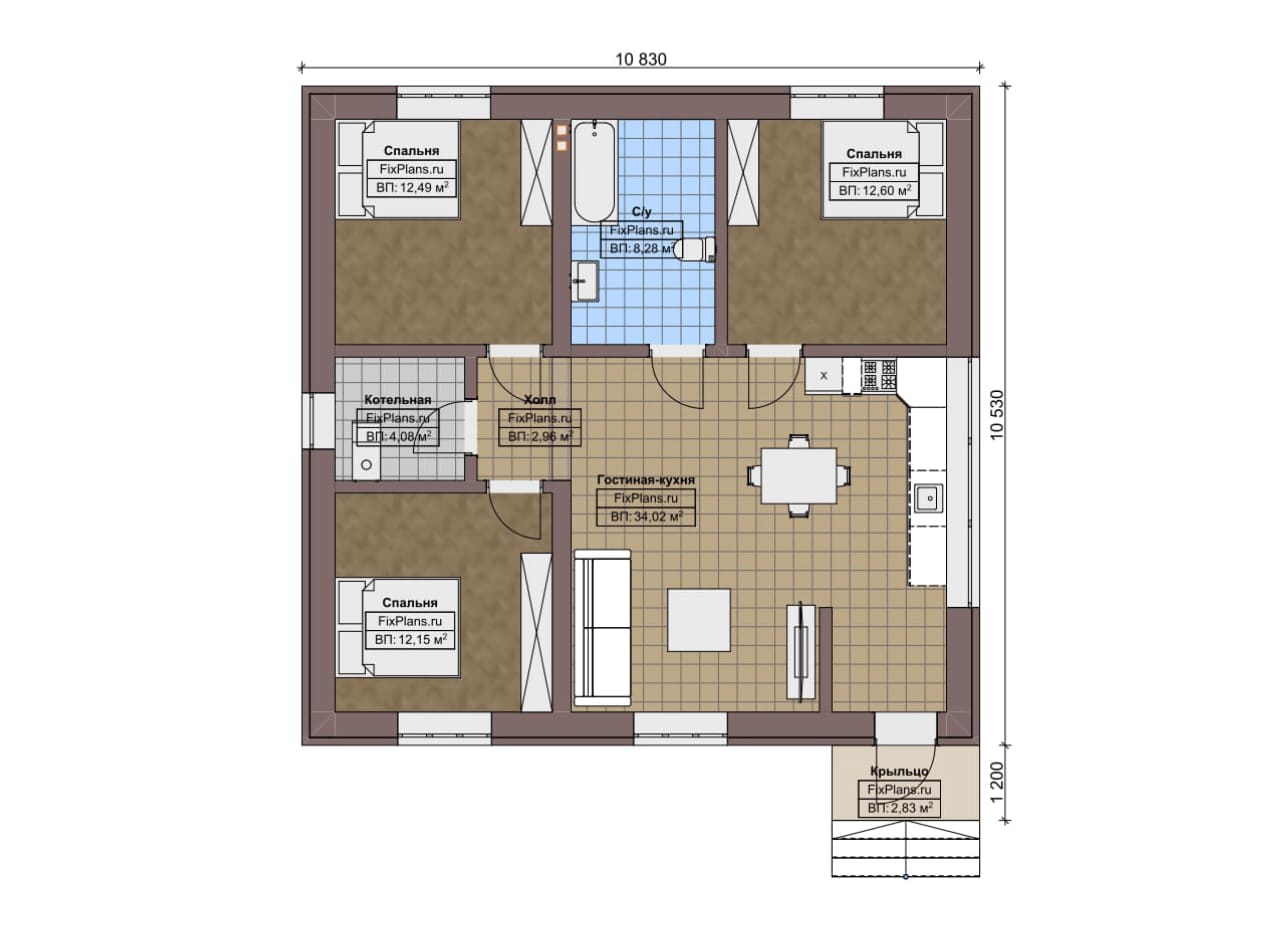 Планировка Одноэтажный дом F-6011