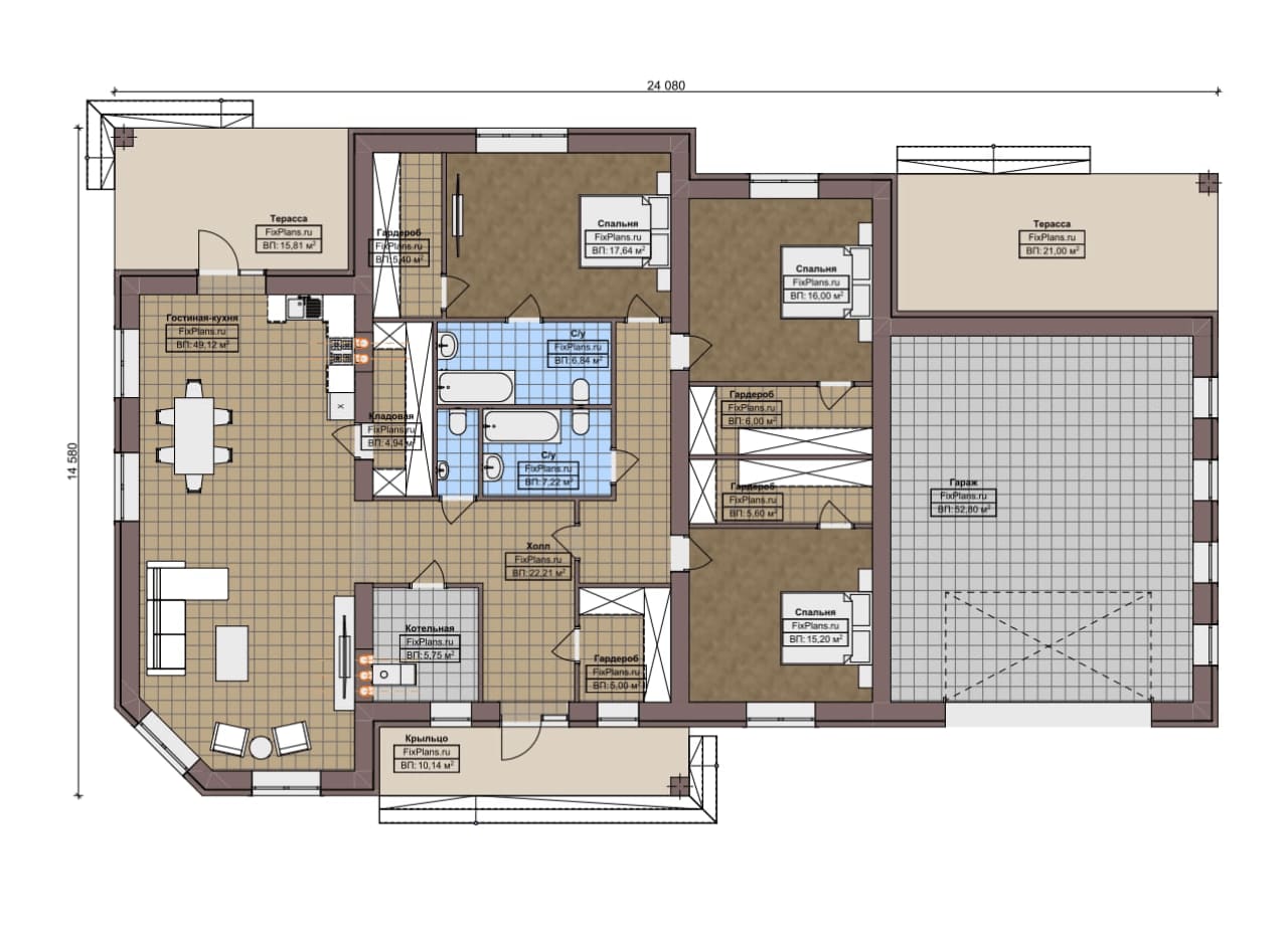 Планировка Одноэтажный дом F-6740