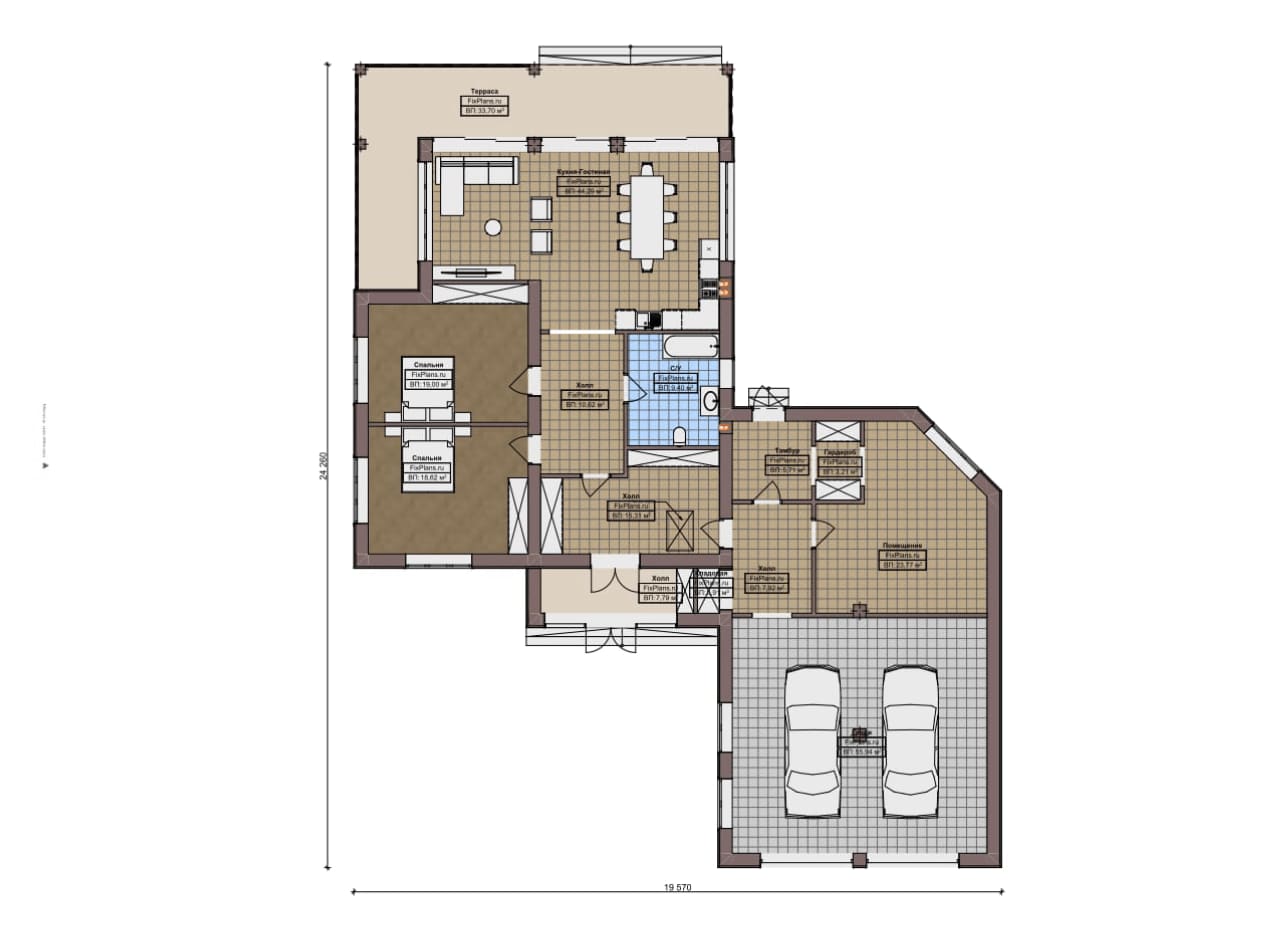 Планировка Одноэтажный дом F-19025