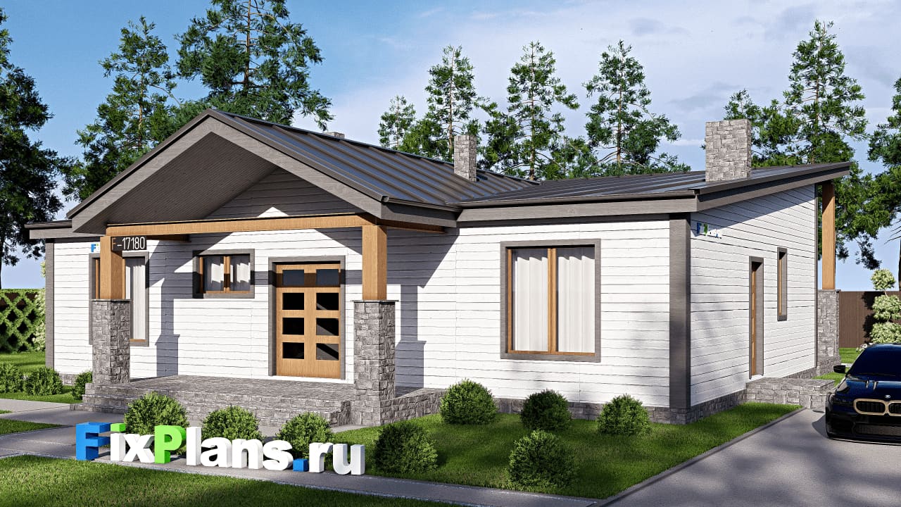 Одноэтажный дом F-17180 — фасад