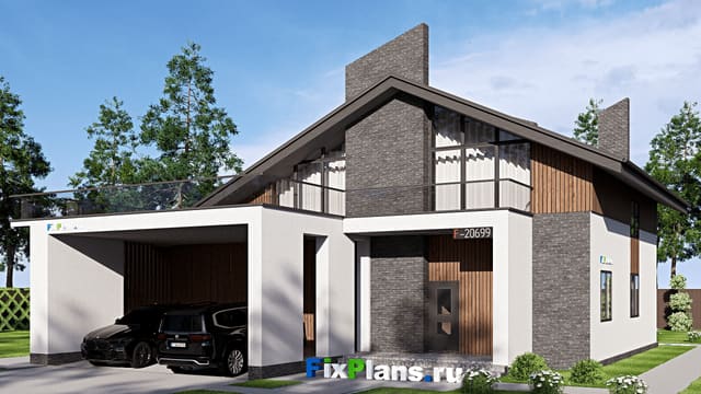 Одноэтажный дом с мансардой  F-20699