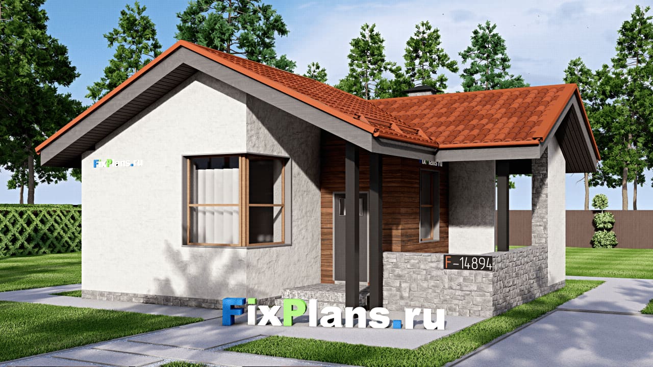 Одноэтажный дом F-14894 — фасад