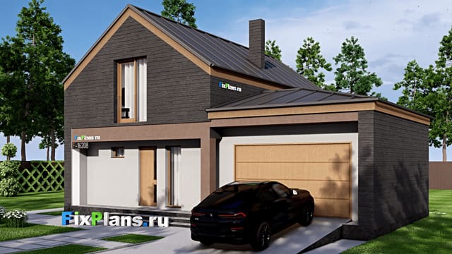 Одноэтажный дом с мансардой  F-16208