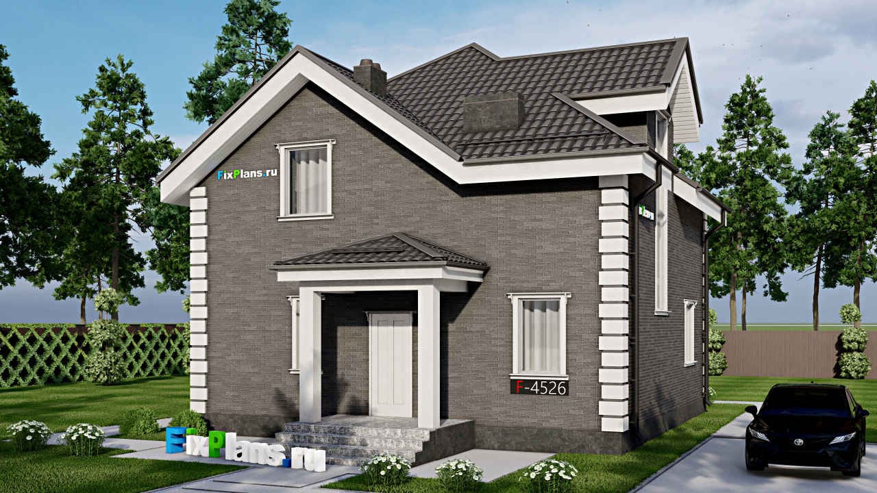 Одноэтажный дом с мансардой  F-4526 — фасад
