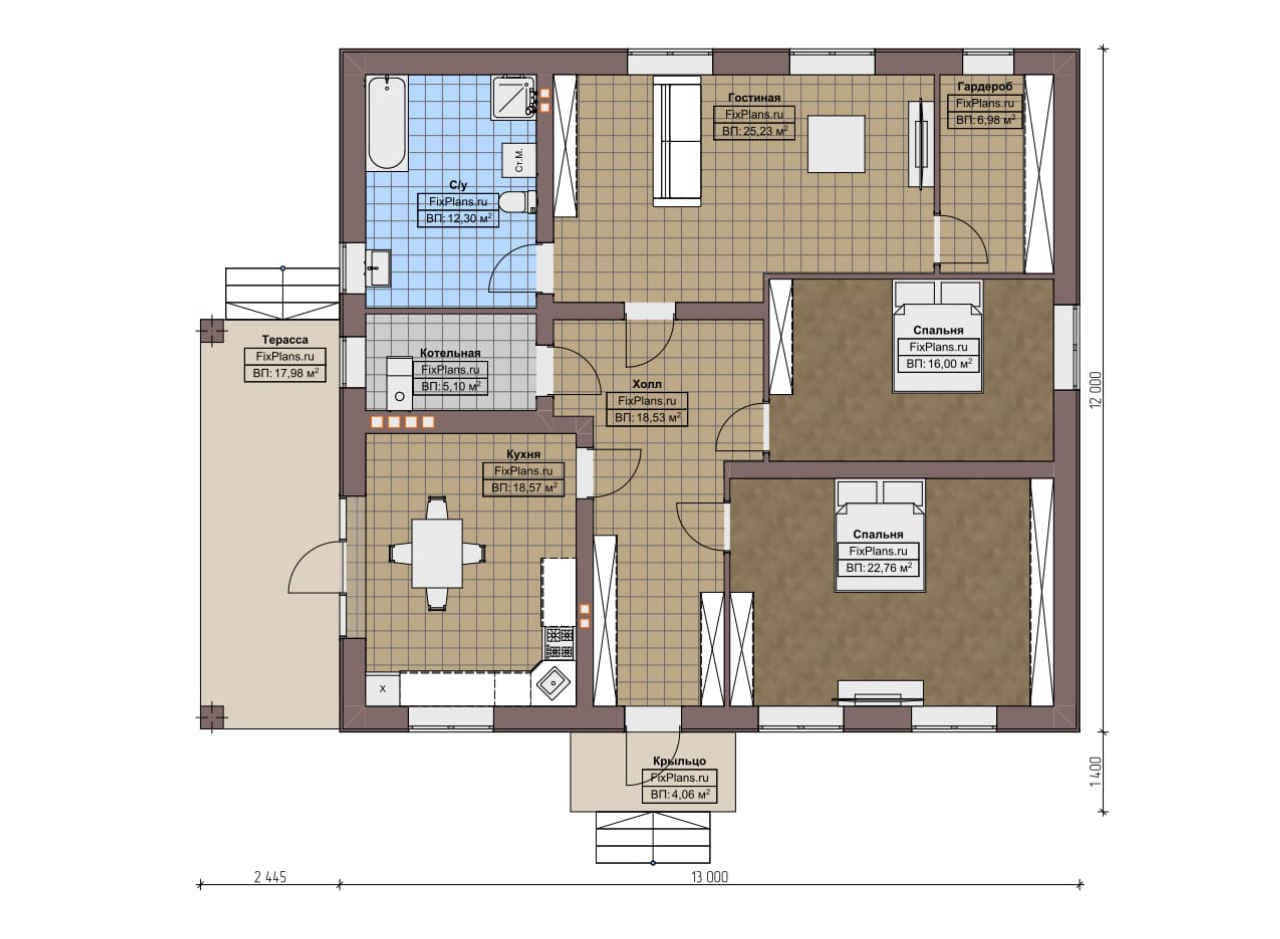 Планировка Одноэтажный дом F-5300
